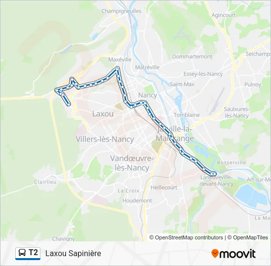 T2 Bus Line Map
