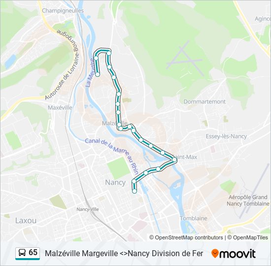 65 bus Line Map