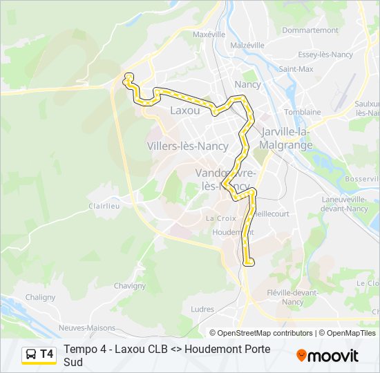 Plan de la ligne T4 de bus