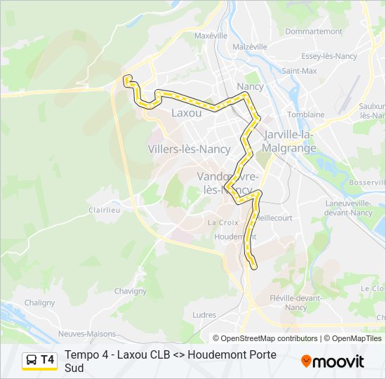 Plan de la ligne T4 de bus