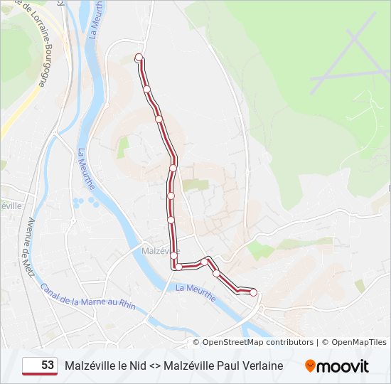 53 bus Line Map