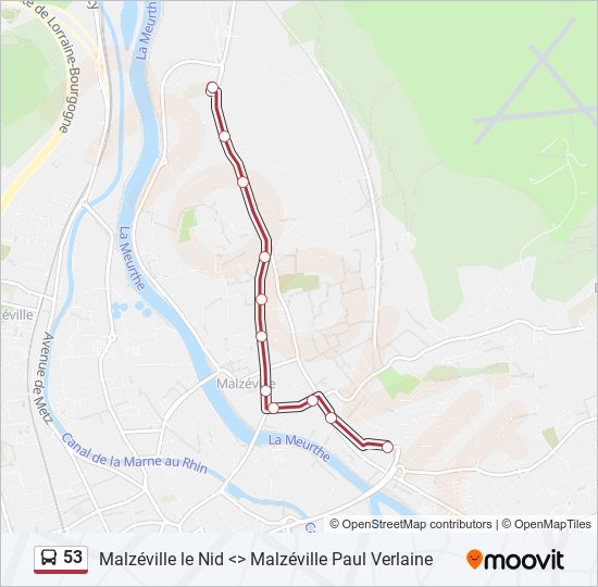 Mapa de 53 de autobús