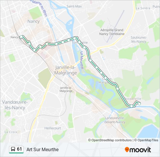 Plan de la ligne 61 de bus