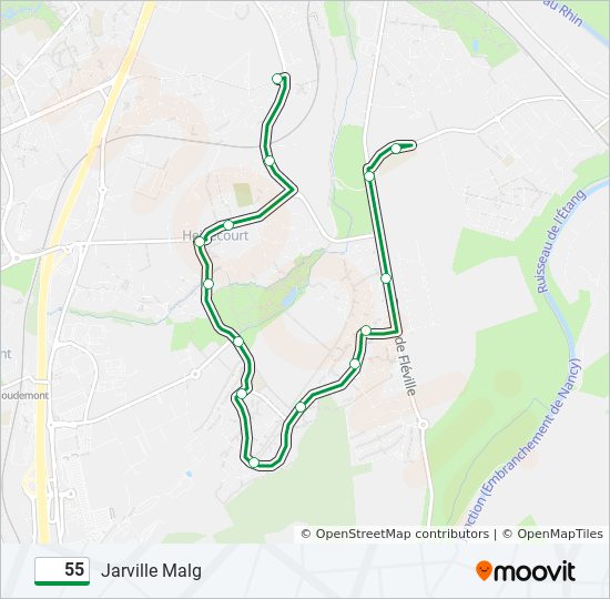 Plan de la ligne 55 de bus