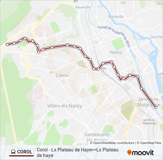 Mapa de COROL de autobús