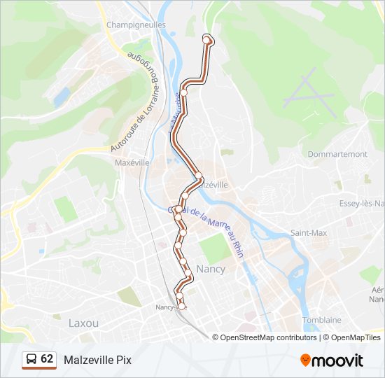 Mapa de 62 de autobús