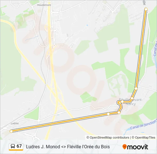 Plan de la ligne 67 de bus