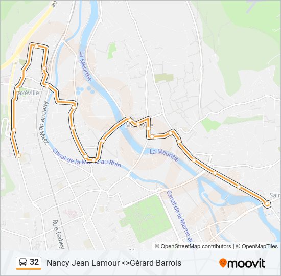 Plan de la ligne 32 de bus