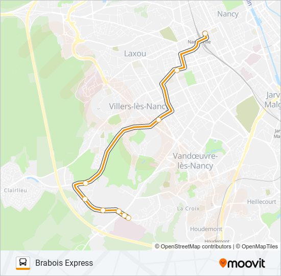 Plan de la ligne BRABOIS EXPRESS de bus