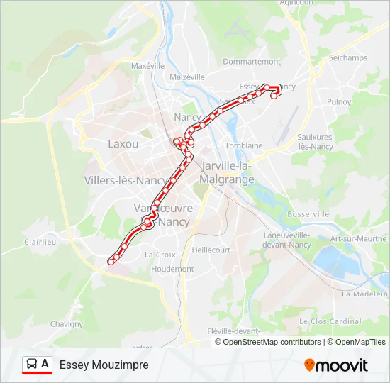 Plan de la ligne A de bus