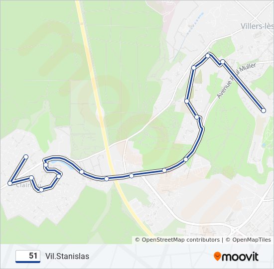 Plan de la ligne 51 de bus