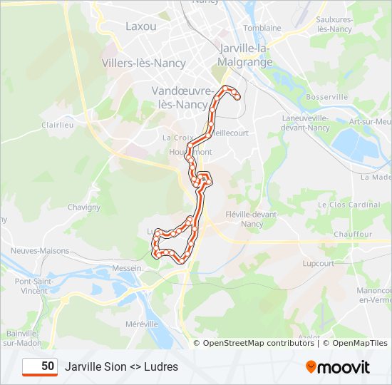 Plan de la ligne 50 de bus