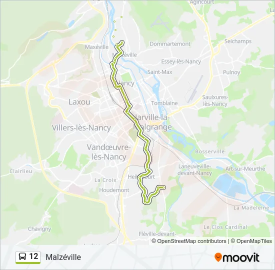 Plan de la ligne 12 de bus