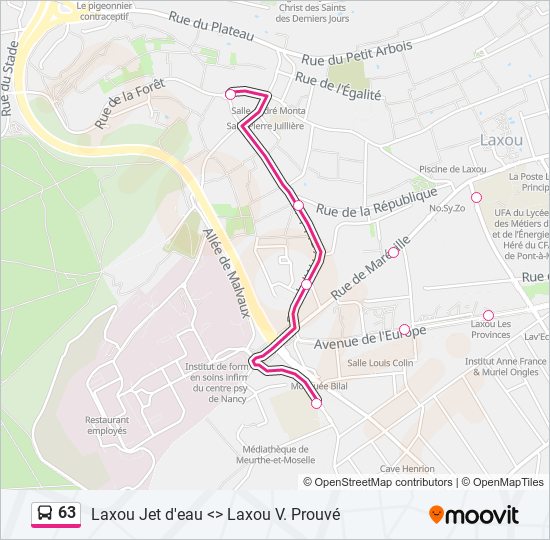 Plan de la ligne 63 de bus