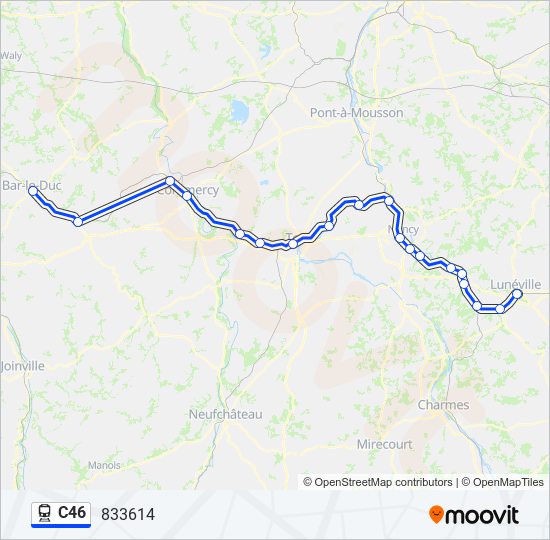 Plan de la ligne C46 de train