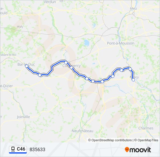 Plan de la ligne C46 de train