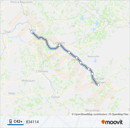 Mapa de C42+ de tren