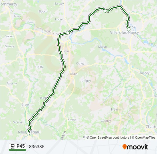 Plan de la ligne P45 de train