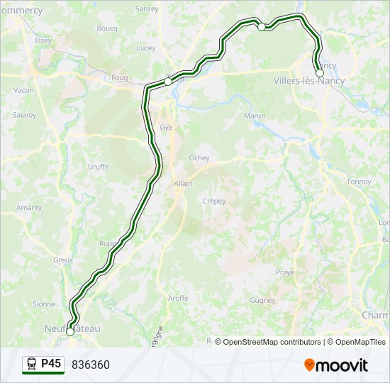 Plan de la ligne P45 de train