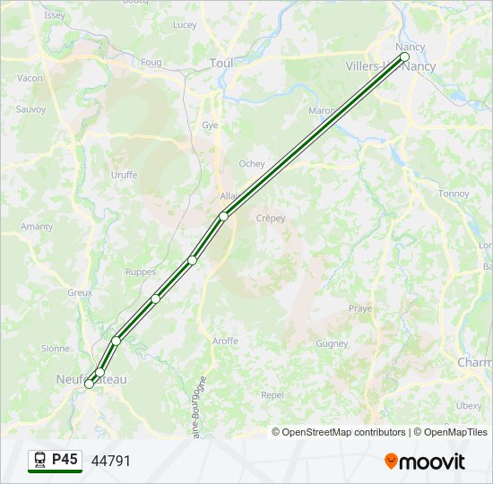 Plan de la ligne P45 de train