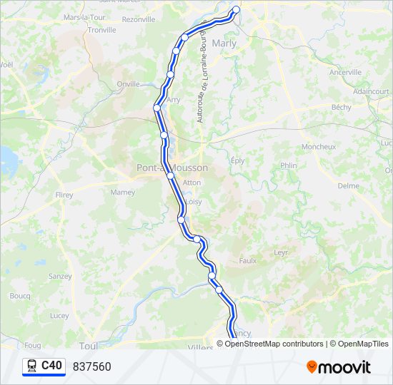 Plan de la ligne C40 de train