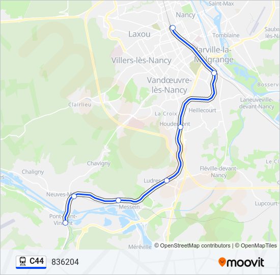 Plan de la ligne C44 de train