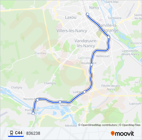 Plan de la ligne C44 de train