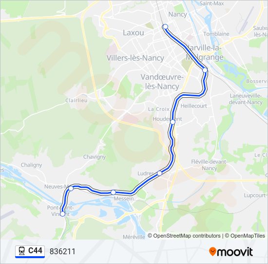 Plan de la ligne C44 de train