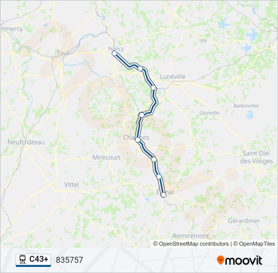 Plan de la ligne C43+ de train