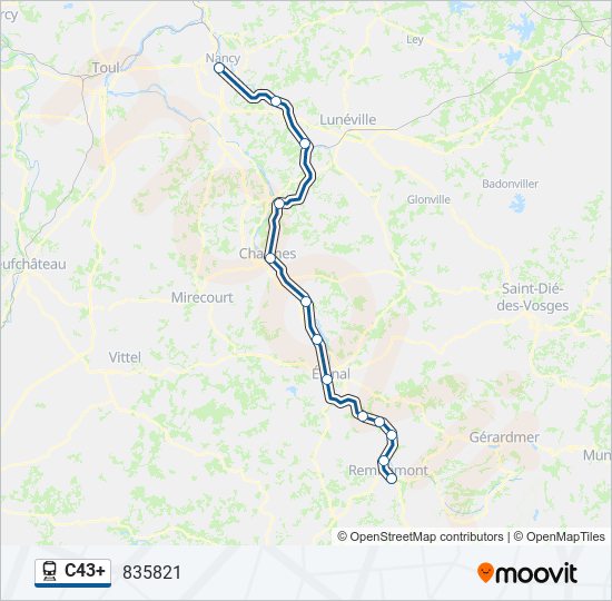 Mapa de C43+ de tren