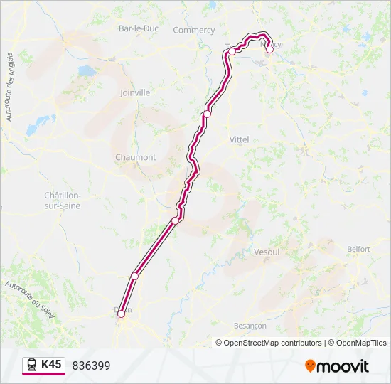 K45 Train Line Map