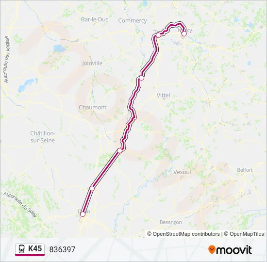 K45 Train Line Map