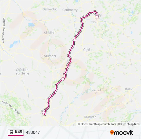 K45 Train Line Map