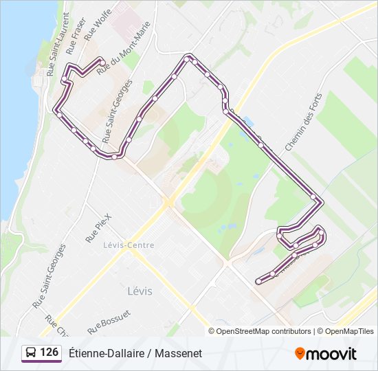 Plan de la ligne 126 de bus