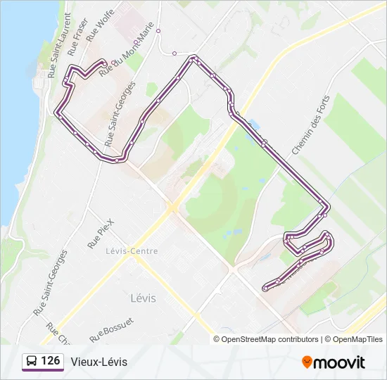 Plan de la ligne 126 de bus