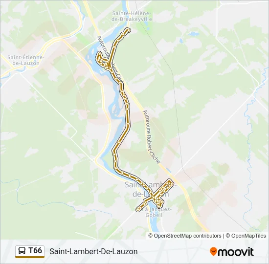 T66 Bus Line Map