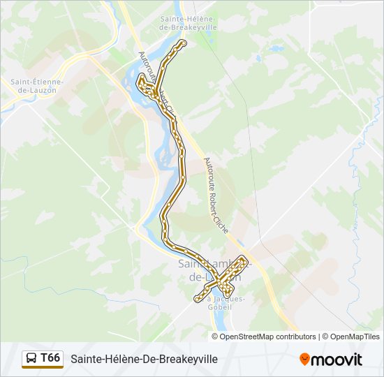 Plan de la ligne T66 de bus