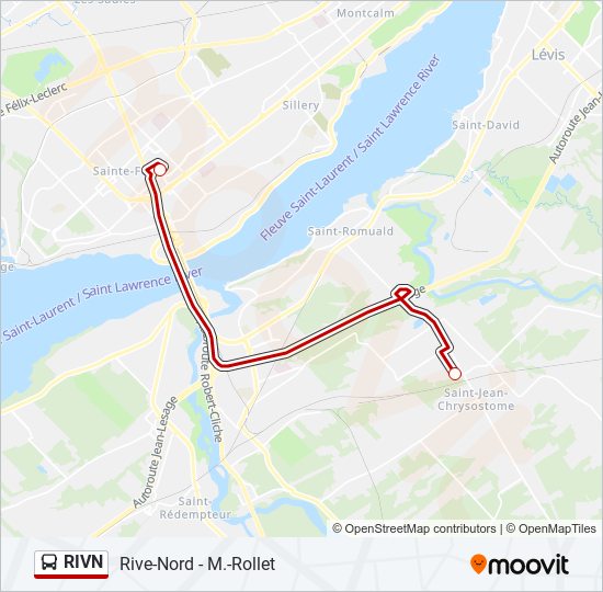 Plan de la ligne RIVN de bus