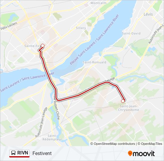 Plan de la ligne RIVN de bus