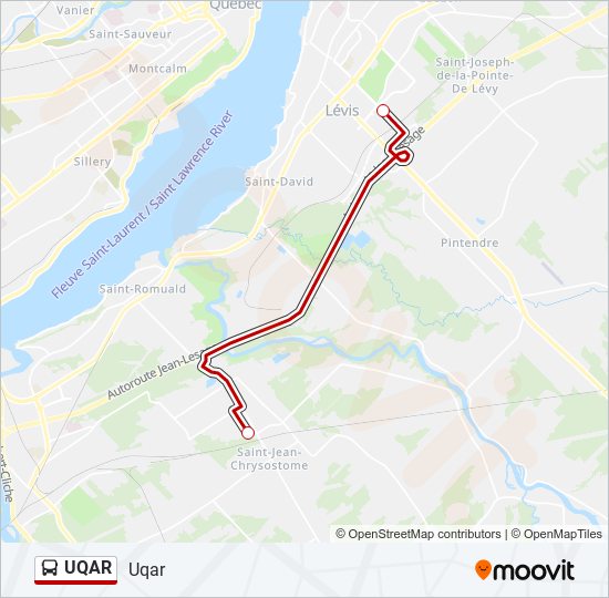 Plan de la ligne UQAR de bus