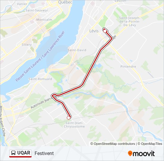 Plan de la ligne UQAR de bus