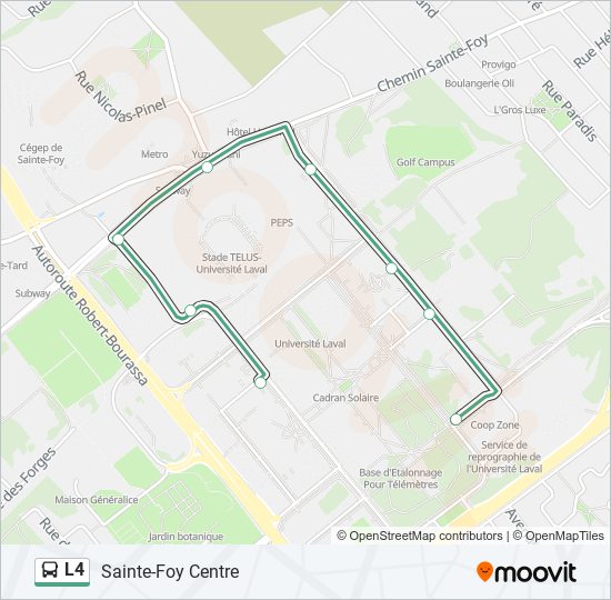 Plan de la ligne L4 de bus