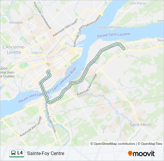 Plan de la ligne L4 de bus