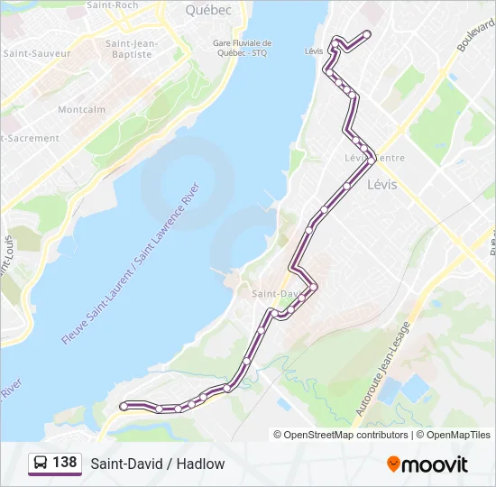 Plan de la ligne 138 de bus