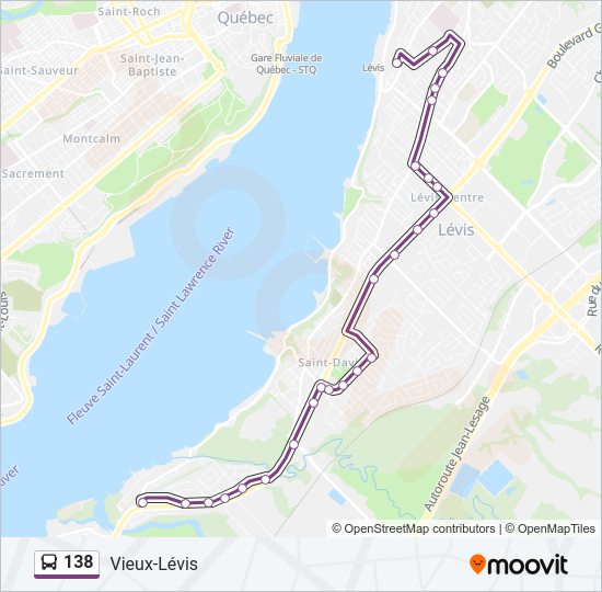 Plan de la ligne 138 de bus