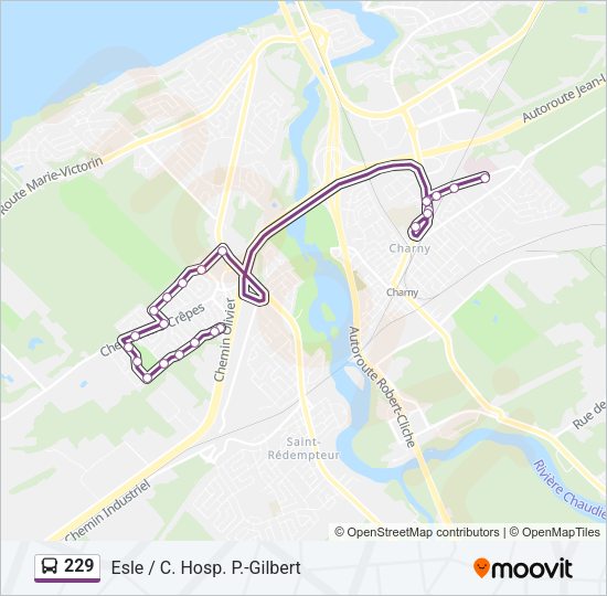 Plan de la ligne 229 de bus