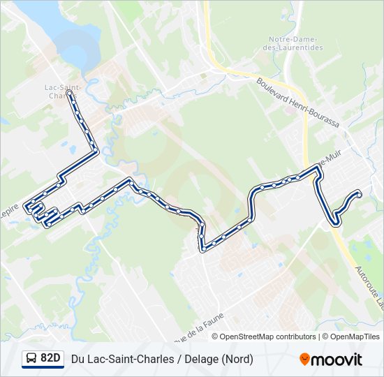 Plan de la ligne 82D de bus