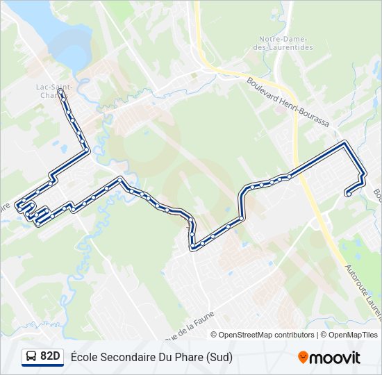 Plan de la ligne 82D de bus