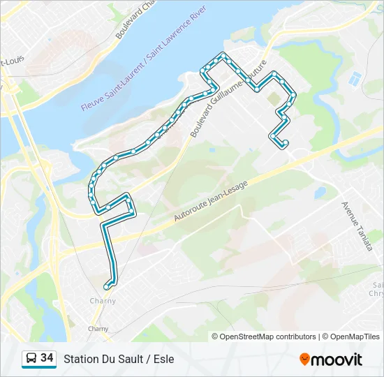 Plan de la ligne 34 de bus
