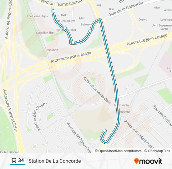 34 Bus Line Map